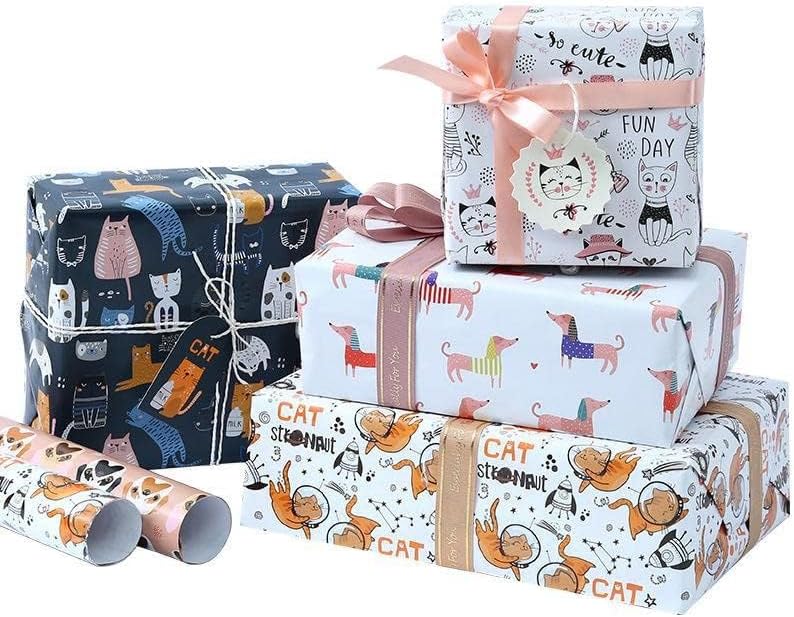 Gift Wrapping Paper sheets Set Included 9 Pack Gift Wrap Paper with Ribbon Sticker and Tape for Birthday Party Wedding Graduation Mothers Day Eid Boys Girls kids baby Men Women 50 cm X 70 cm Per Sheet