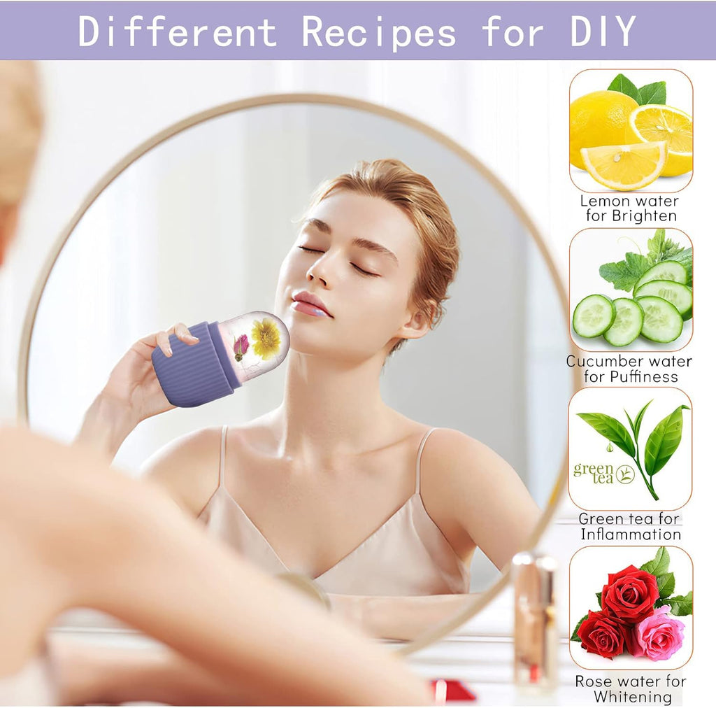 Ice Face Roller Massager,Ice Cube Roller for Face, Eyes and Neck Naturally Conditioning and Skin Care,De-Puff Eye Bags,Reduce Migraine Pain,Reusable Massage Silicone Ice Mold (Purple)