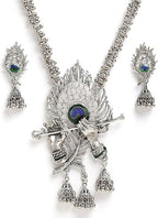 Latest Stylish Traditional Oxidised Silver Necklace Jewellery Set for Women | Boho Afghani Pearl Diamond Look Jewelry Set