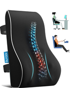 Lumbar Support Pillow for Office Chair – Memory Foam Back Cushion for Back Pain Relief & Posture Correction | Ergonomic Car Seat Pillow with Breathable Mesh Cover & Dual Adjustable Straps