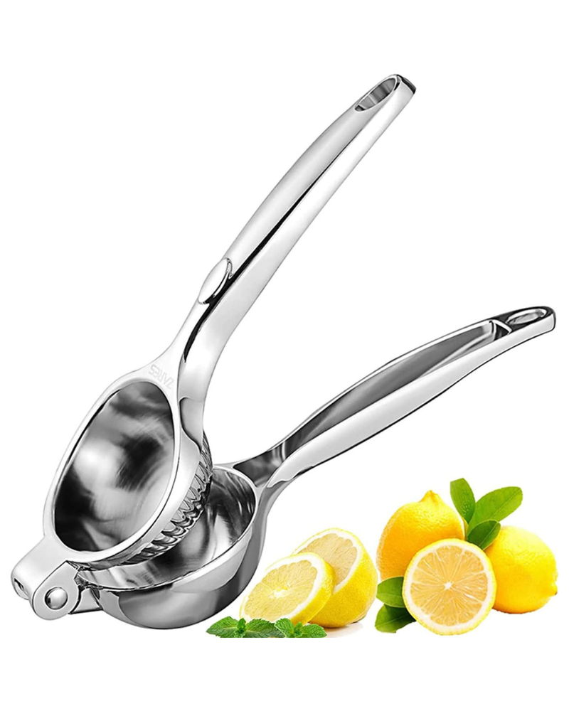 Manual Lemon Squeezer – Heavy Duty Lemon & Lime Hand Press Juicer, Large Capacity Citrus Extractor, Zinc Alloy Construction, Rust Resistant, Dishwasher Safe, Easy to Clean (Silver)