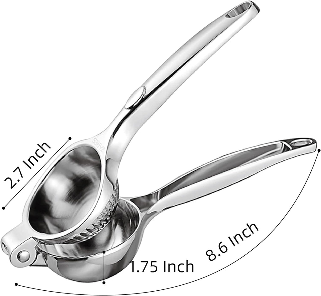 Manual Lemon Squeezer – Heavy Duty Lemon & Lime Hand Press Juicer, Large Capacity Citrus Extractor, Zinc Alloy Construction, Rust Resistant, Dishwasher Safe, Easy to Clean (Silver)