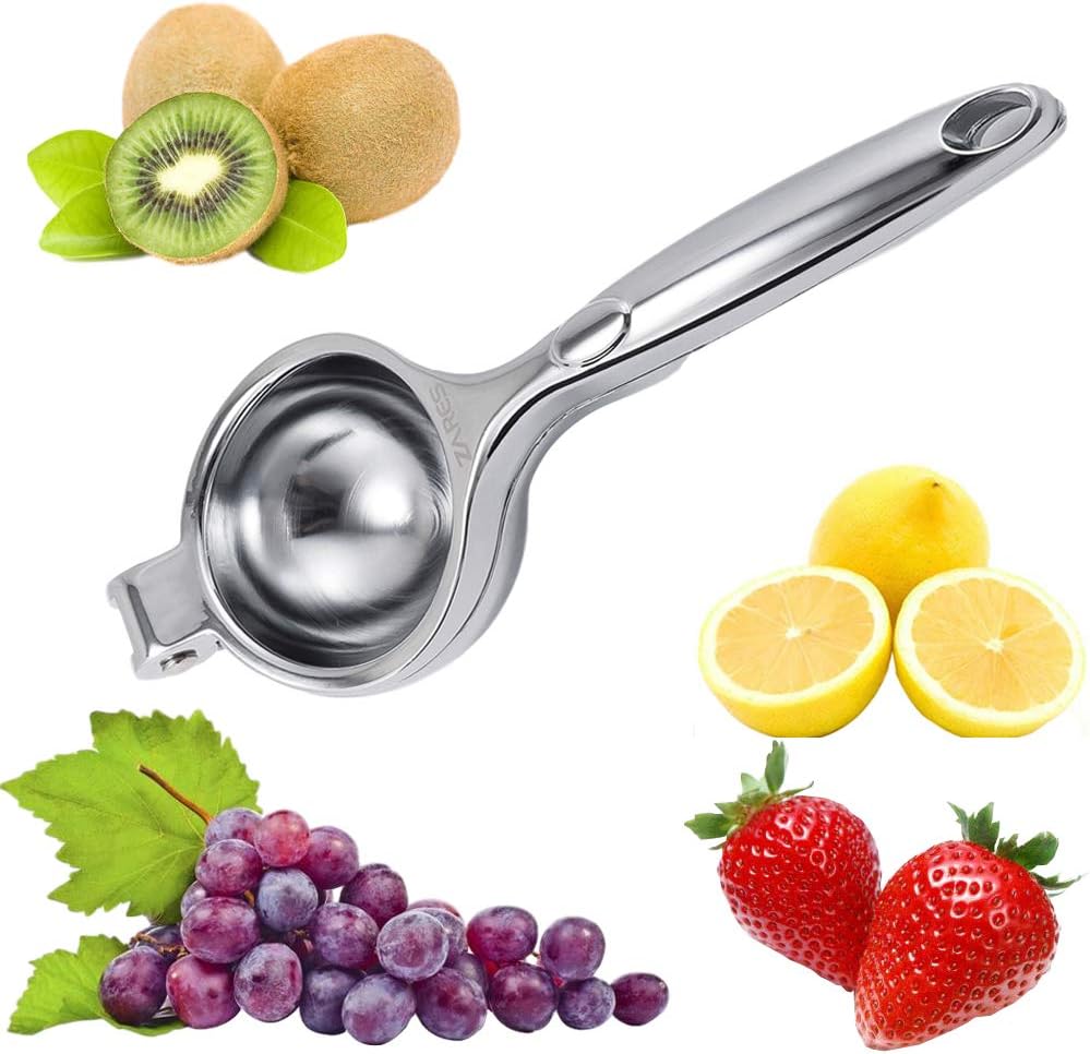 Manual Lemon Squeezer – Heavy Duty Lemon & Lime Hand Press Juicer, Large Capacity Citrus Extractor, Zinc Alloy Construction, Rust Resistant, Dishwasher Safe, Easy to Clean (Silver)