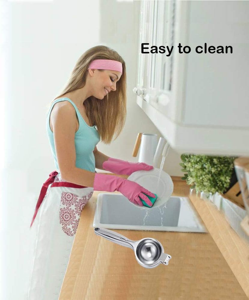 Manual Lemon Squeezer – Heavy Duty Lemon & Lime Hand Press Juicer, Large Capacity Citrus Extractor, Zinc Alloy Construction, Rust Resistant, Dishwasher Safe, Easy to Clean (Silver)