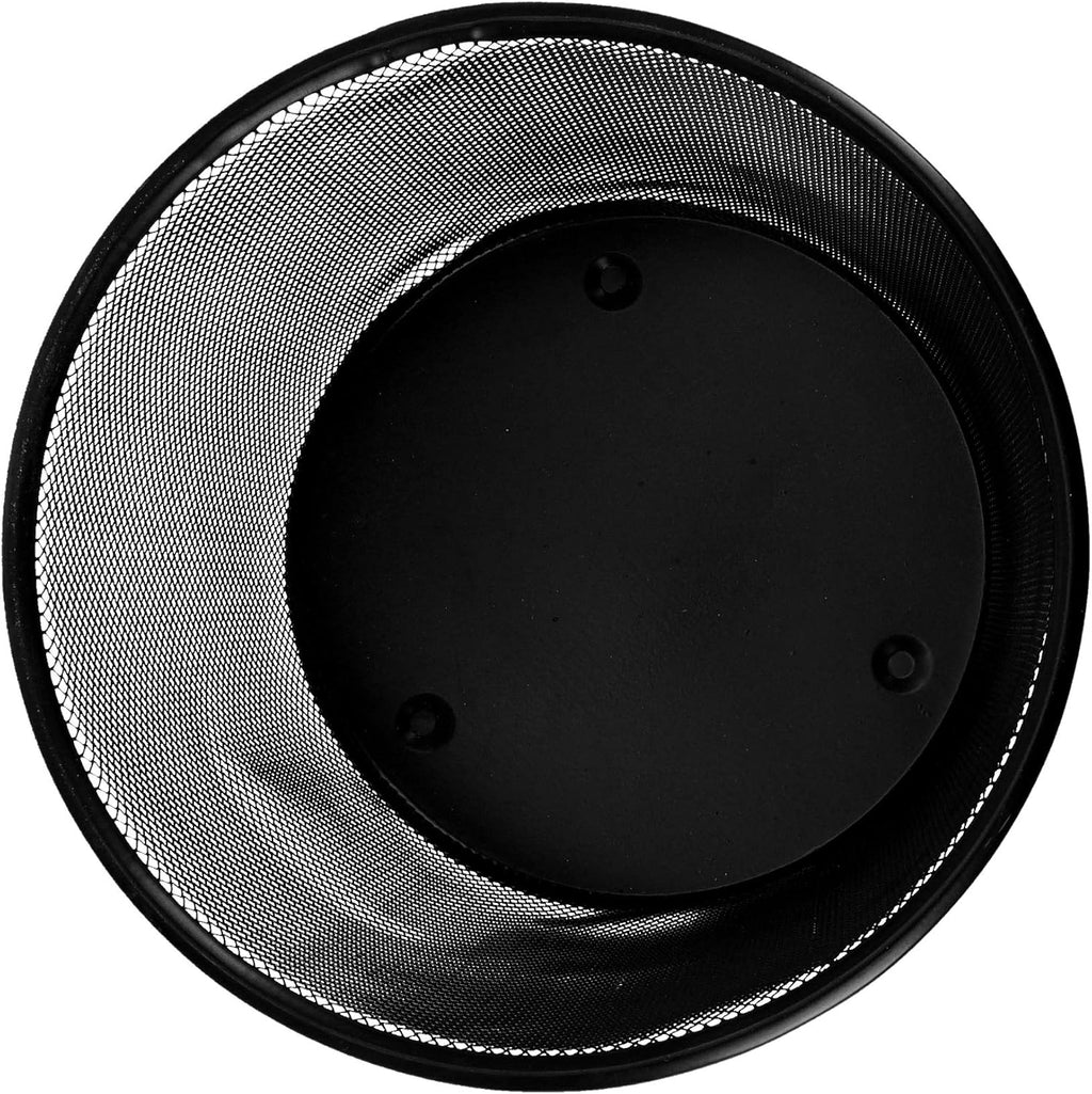 Mesh Waste Bin – Metal Wire Trash Can for Office, Home, Kitchen, Bedroom & Bathroom | Round Black Steel Mesh Dustbin with Ventilated Design, Reinforced Rim & Solid Base