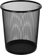 Mesh Waste Bin – Metal Wire Trash Can for Office, Home, Kitchen, Bedroom & Bathroom | Round Black Steel Mesh Dustbin with Ventilated Design, Reinforced Rim & Solid Base