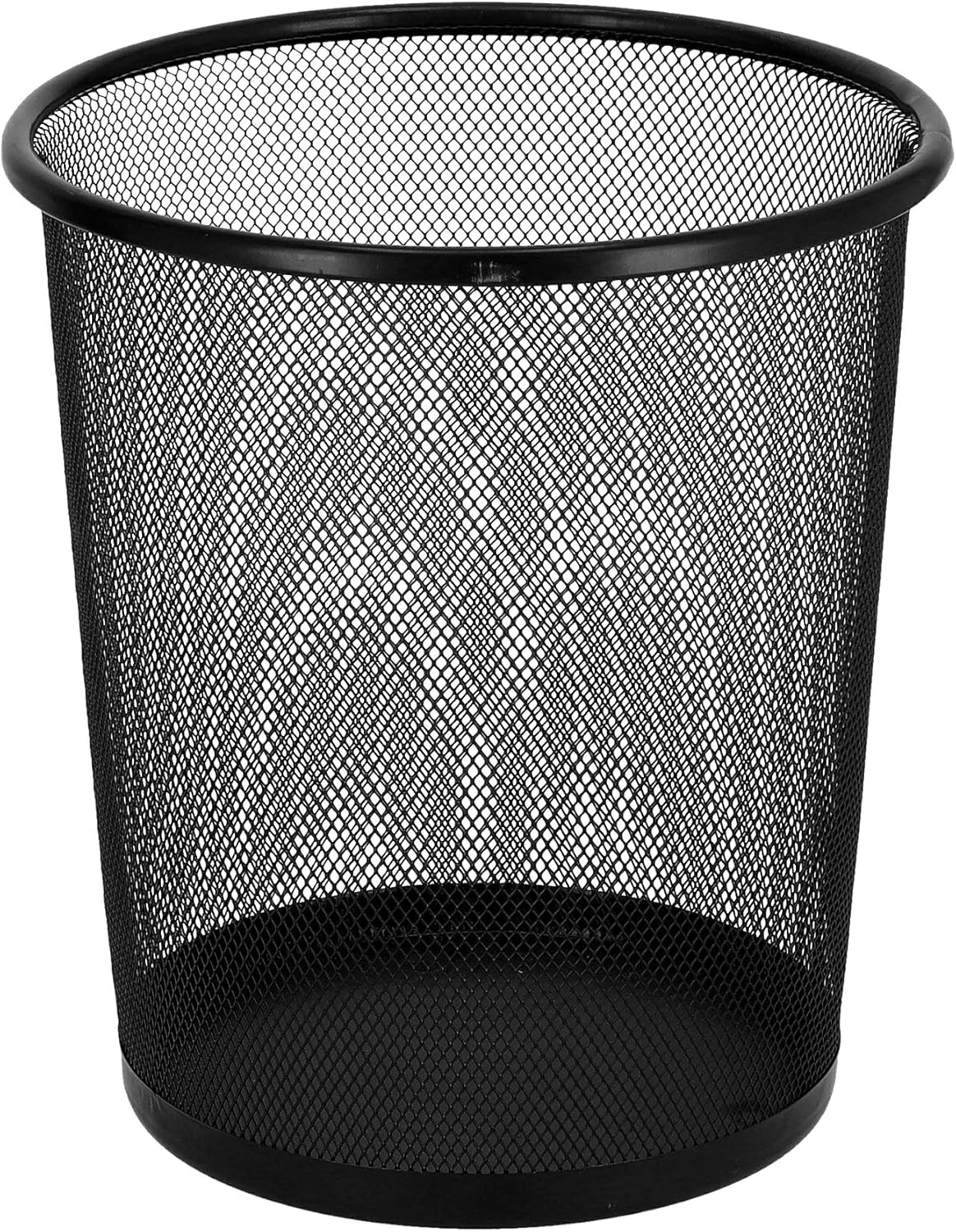 Mesh Waste Bin – Metal Wire Trash Can for Office, Home, Kitchen, Bedroom & Bathroom | Round Black Steel Mesh Dustbin with Ventilated Design, Reinforced Rim & Solid Base