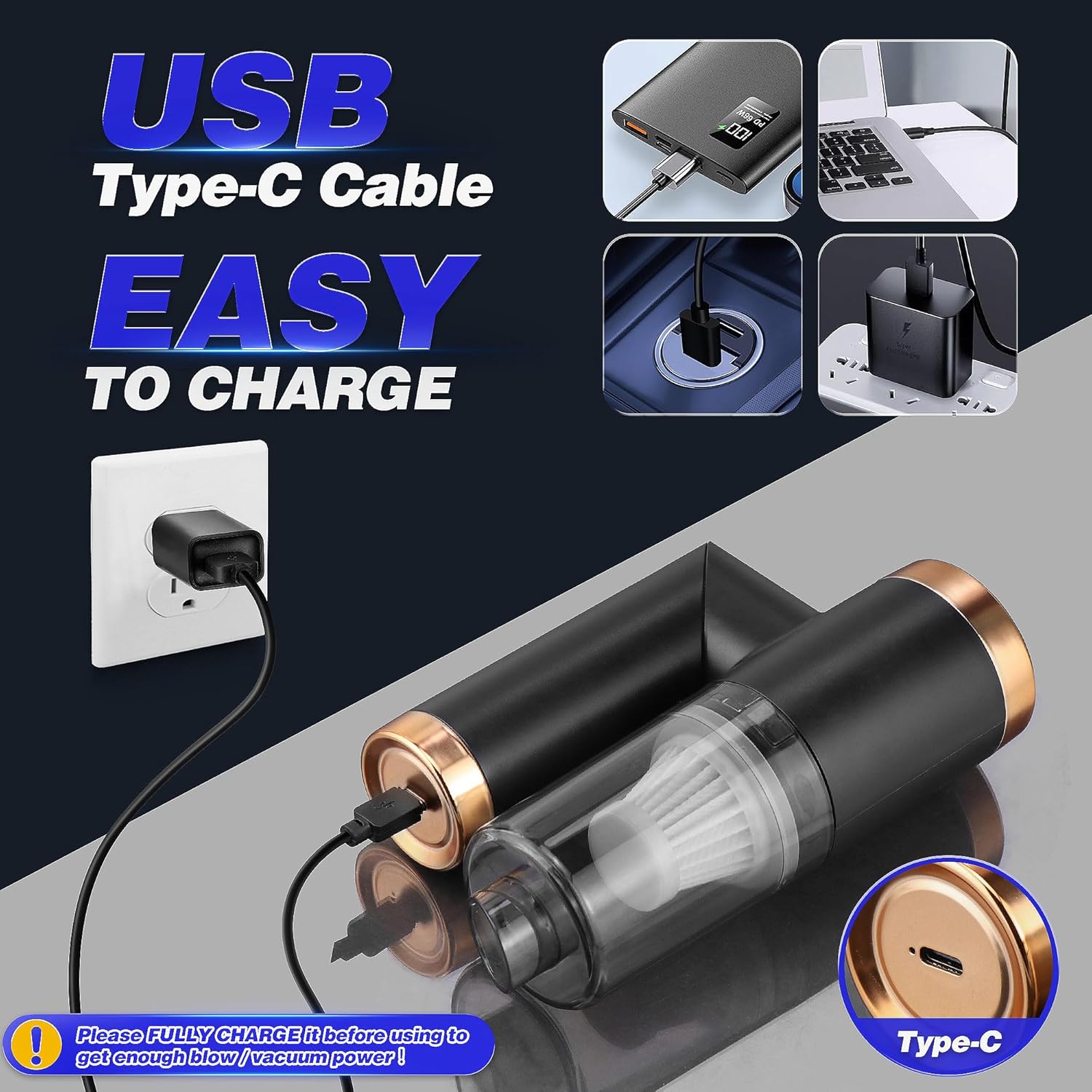 Mini Handheld Vacuum Cleaner – 150W 8kPa High Power, 4000mAh Rechargeable, Foldable & Cordless for Car/Home (Black)