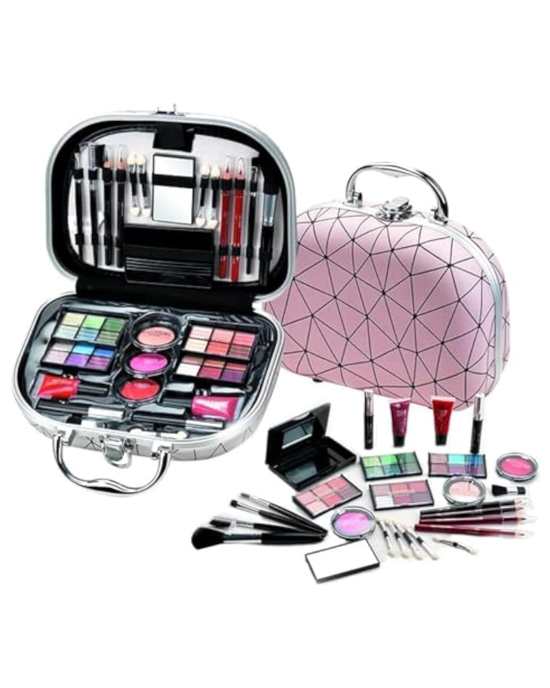 Miss Young Professional Makeup Kit Set (47 Pieces) | Complete Multicolor Cosmetic Set with Eyeshadows, Blushers, Lip Gloss & Brushes | All-in-One Beauty Kit for All Skin Tones