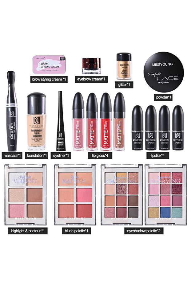 Missyoung Large Makeup Gift Set – Professional Eyeshadow Palette & Full Cosmetic Kit | All-in-One Makeup Collection for Face, Eyes & Lips