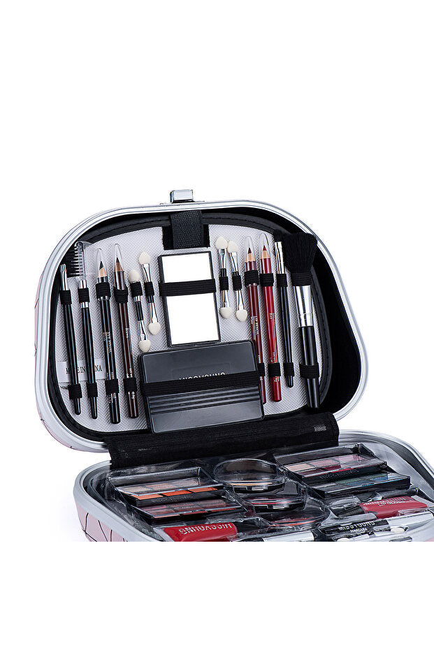 Missyoung Portable Travel Cosmetic Makeup Case Gift Set – All-in-One Eyeshadow, Blush & Brush Kit | Compact Professional Beauty Palette for Women