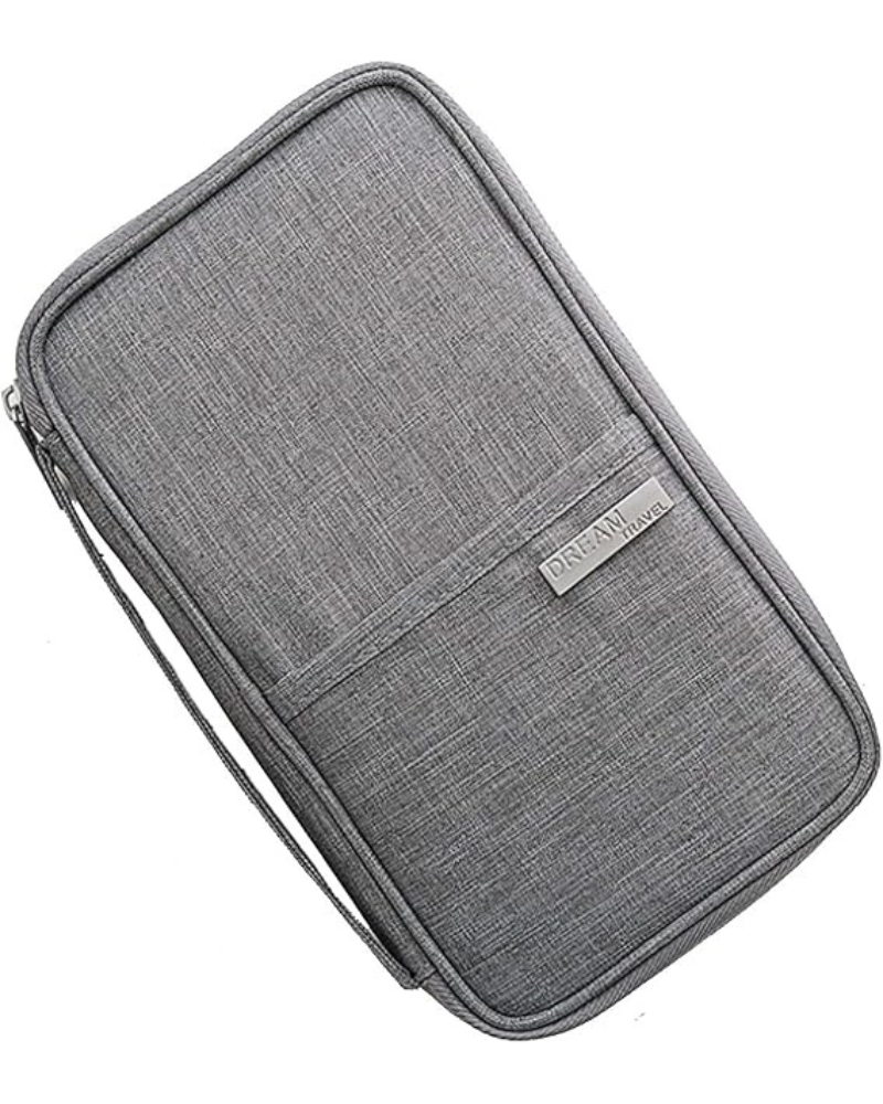 Multifunction Convenient and Practical Travel Wallet RFID Blocking Document Organizer Bag, Family Passport Holder, Grey