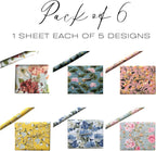 Pack of 6 Gift Wrapping Paper Roll, 29 x 19 Inches, Birthday Wrap (Florals)