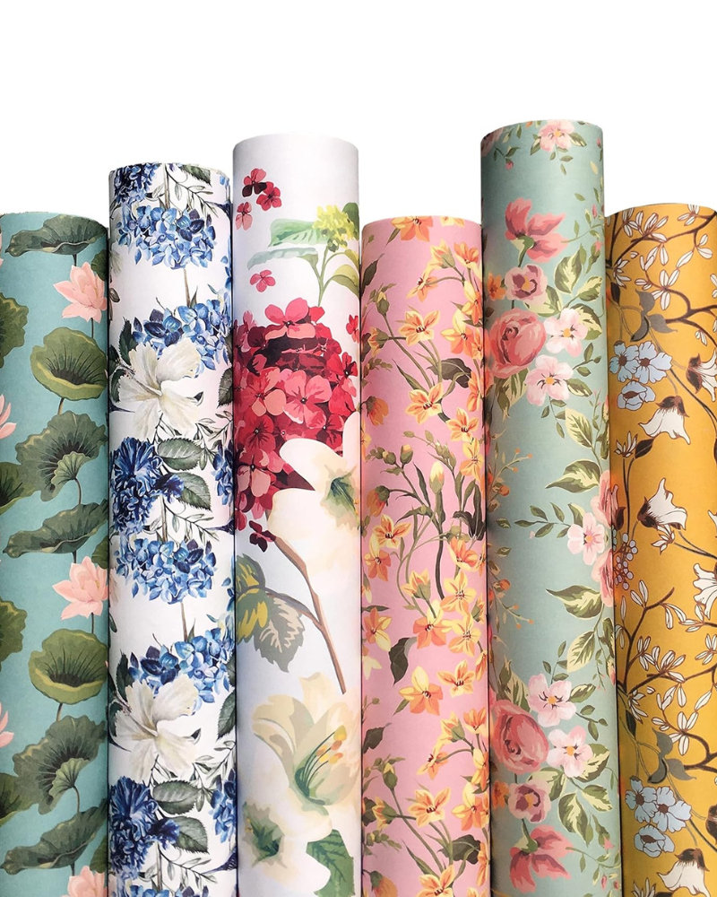 Pack of 6 Gift Wrapping Paper Roll, 29 x 19 Inches, Birthday Wrap (Florals)