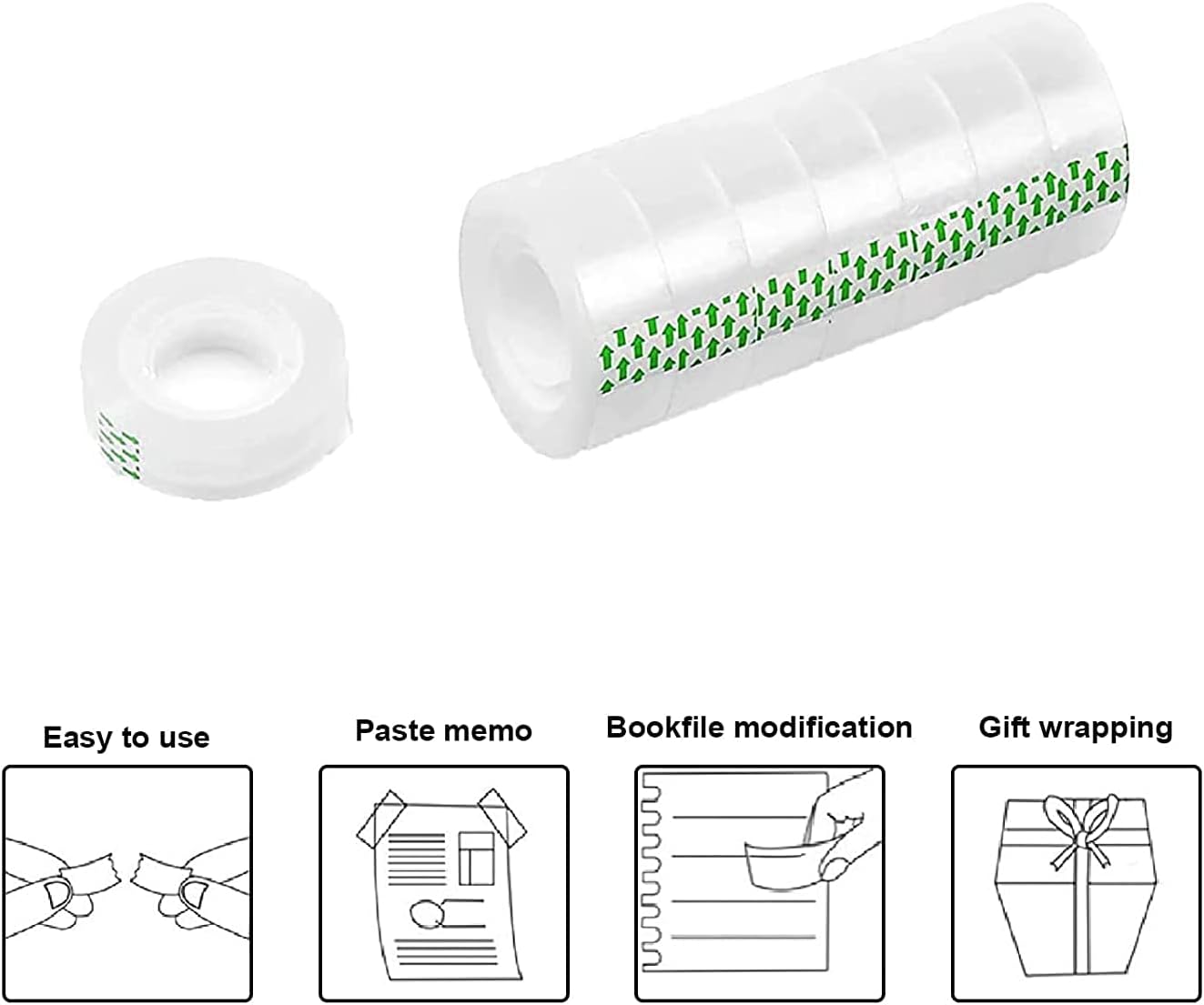 [Pack of 8] Clear Tape Rolls – ¾ Inch x 25 Yards Transparent Tape for Office, Home, School, Gift Wrapping, Packaging, and Dispenser Refills – Strong Adhesive, Tear-Resistant, Smooth Cutting