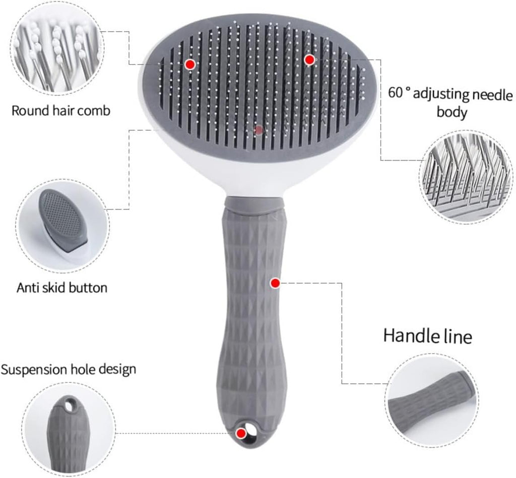Pet Cat Brush for Shedding and Grooming, Dog Hair Removal Brush, Pet Groomer Shedding Grooming Tools Combs Rakes, Cats Brush for Short or Long Haired Removes Loose Hair & Tangles, grey