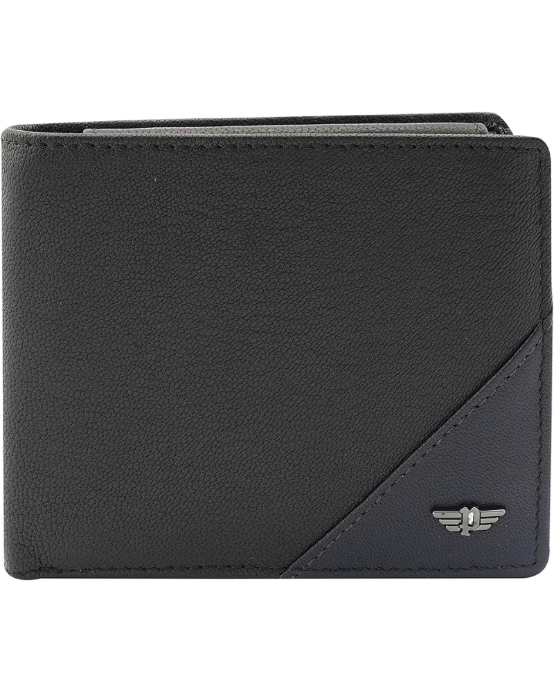 Police Groix men's Leather Over Flap Coin Wallet -Black