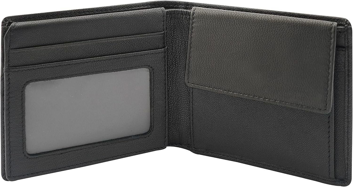 Police Groix men's Leather Over Flap Coin Wallet -Black
