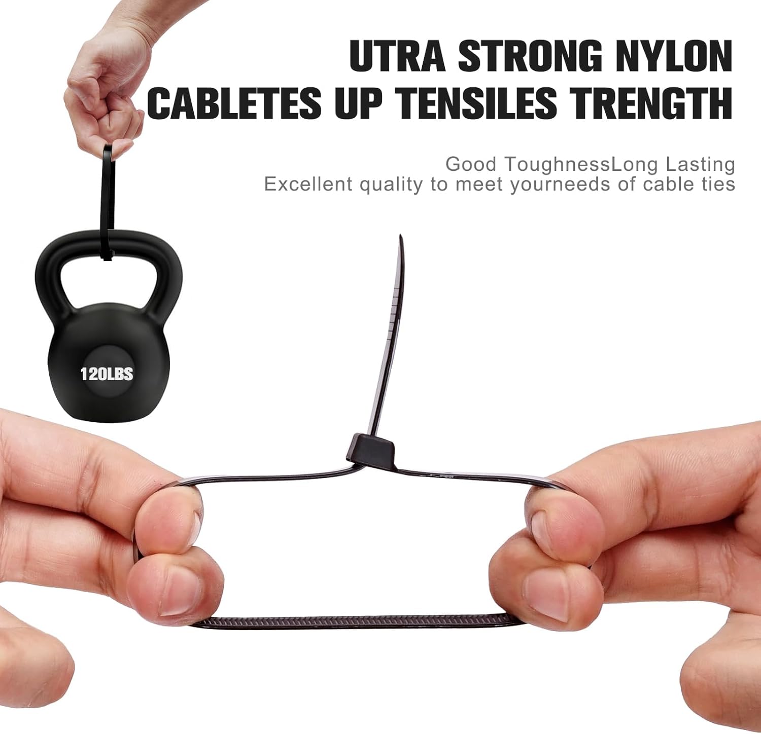 Self-Locking Cable Ties 300 x 4.8 mm (12 Inch) – 100 PCS Heavy Duty Nylon Zip Ties, Black | Heat & UV Resistant Wire Organizer | Strong Cable Management Straps for Indoor & Outdoor Use