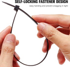 Self-Locking Cable Ties 300 x 4.8 mm (12 Inch) – 100 PCS Heavy Duty Nylon Zip Ties, Black | Heat & UV Resistant Wire Organizer | Strong Cable Management Straps for Indoor & Outdoor Use