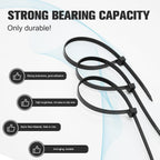 Self-Locking Cable Ties 300 x 4.8 mm (12 Inch) – 100 PCS Heavy Duty Nylon Zip Ties, Black | Heat & UV Resistant Wire Organizer | Strong Cable Management Straps for Indoor & Outdoor Use