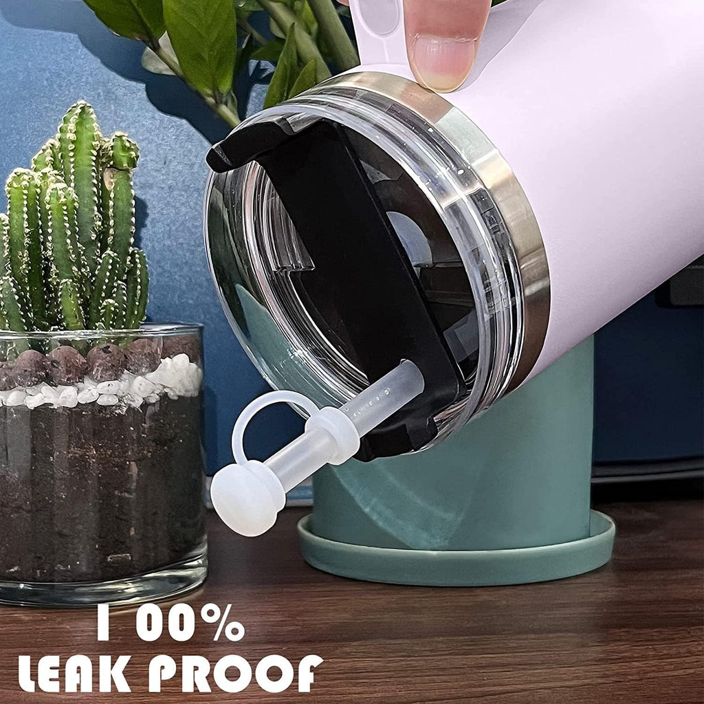 Silicone Spill Stopper Set for Stanley Cup 40oz/30oz – 3-Pack with Straw Covers & Leak Stoppers