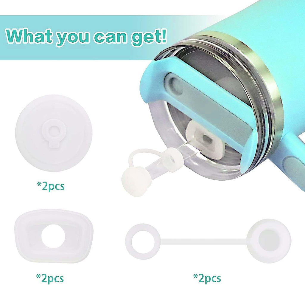 Silicone Spill Stopper Set for Stanley Cup 40oz/30oz – 3-Pack with Straw Covers & Leak Stoppers