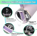Silicone Spill Stopper Set for Stanley Cup 40oz/30oz – 3-Pack with Straw Covers & Leak Stoppers