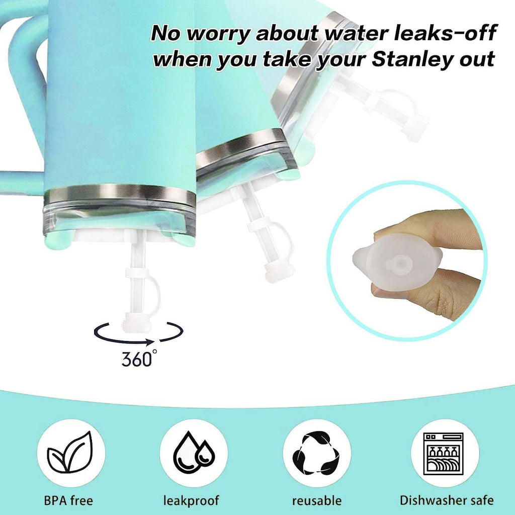 Silicone Spill Stopper Set for Stanley Cup 40oz/30oz – 3-Pack with Straw Covers & Leak Stoppers