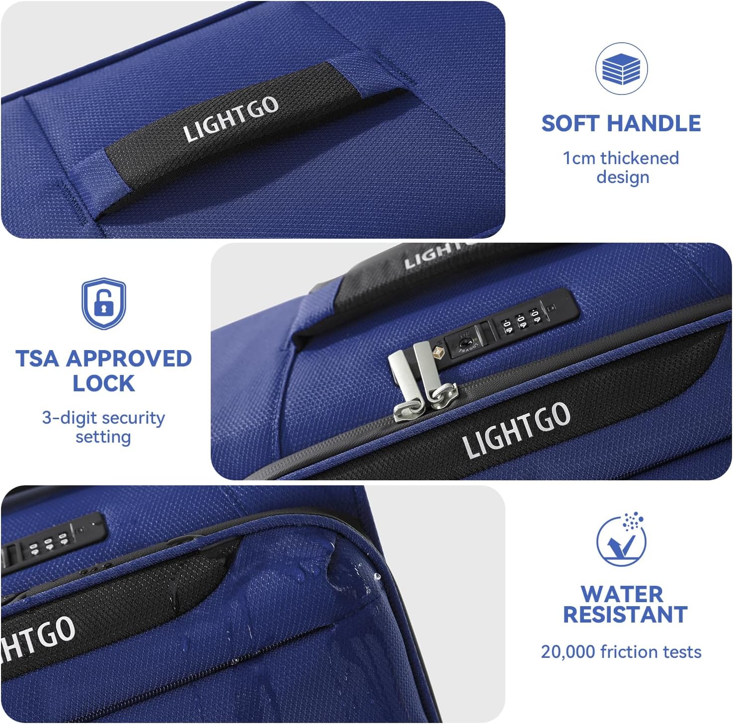 Softside Luggage Collection – Expandable Design with Smooth 360° Spinner Wheels 20"/24"/28" Sizes for Weekend Getaways to Extended Trips (Navy blue, 20inch)