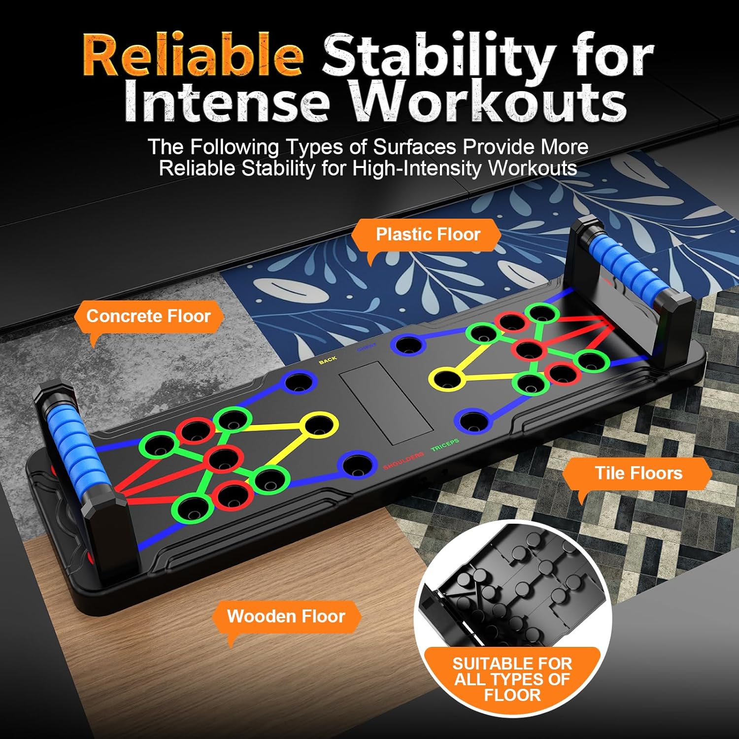 Solid Push Up Board 15 in 1 Home Workout Equipment Multi-Functional Pushup Stands System Fitness Floor Chest Muscle Exercise Professional Equipment Burn Fat Strength Training Arm Men & Women Weights