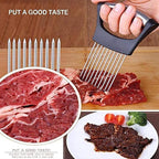Stainless Steel Onion Holder & Slicer – Food Slice Assistant for Vegetables, Fruits, Meat & More