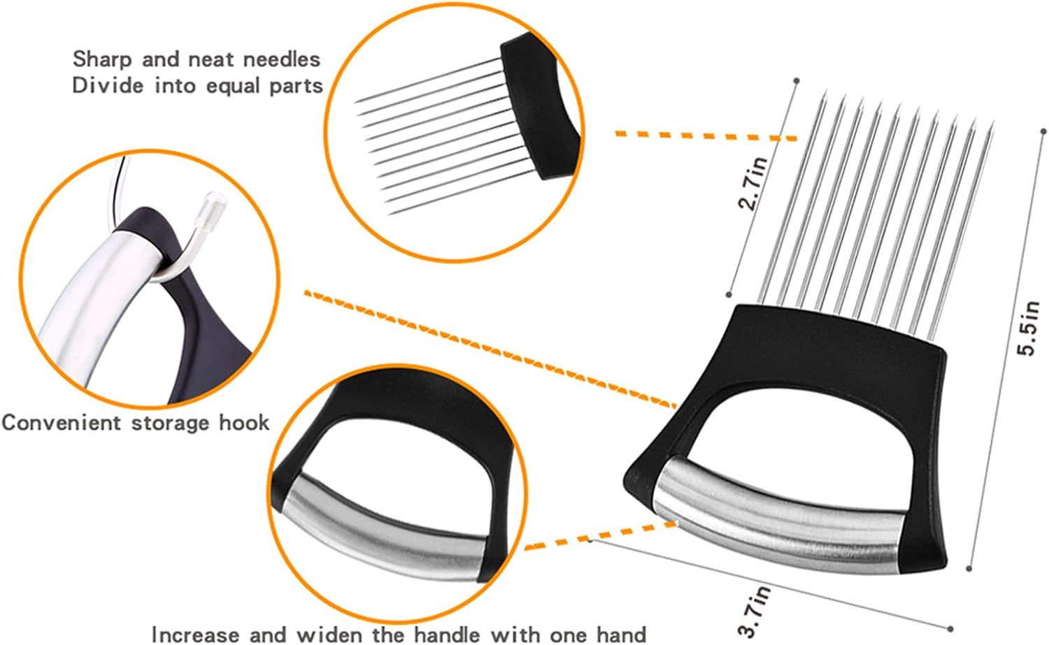 Stainless Steel Onion Holder & Slicer – Food Slice Assistant for Vegetables, Fruits, Meat & More