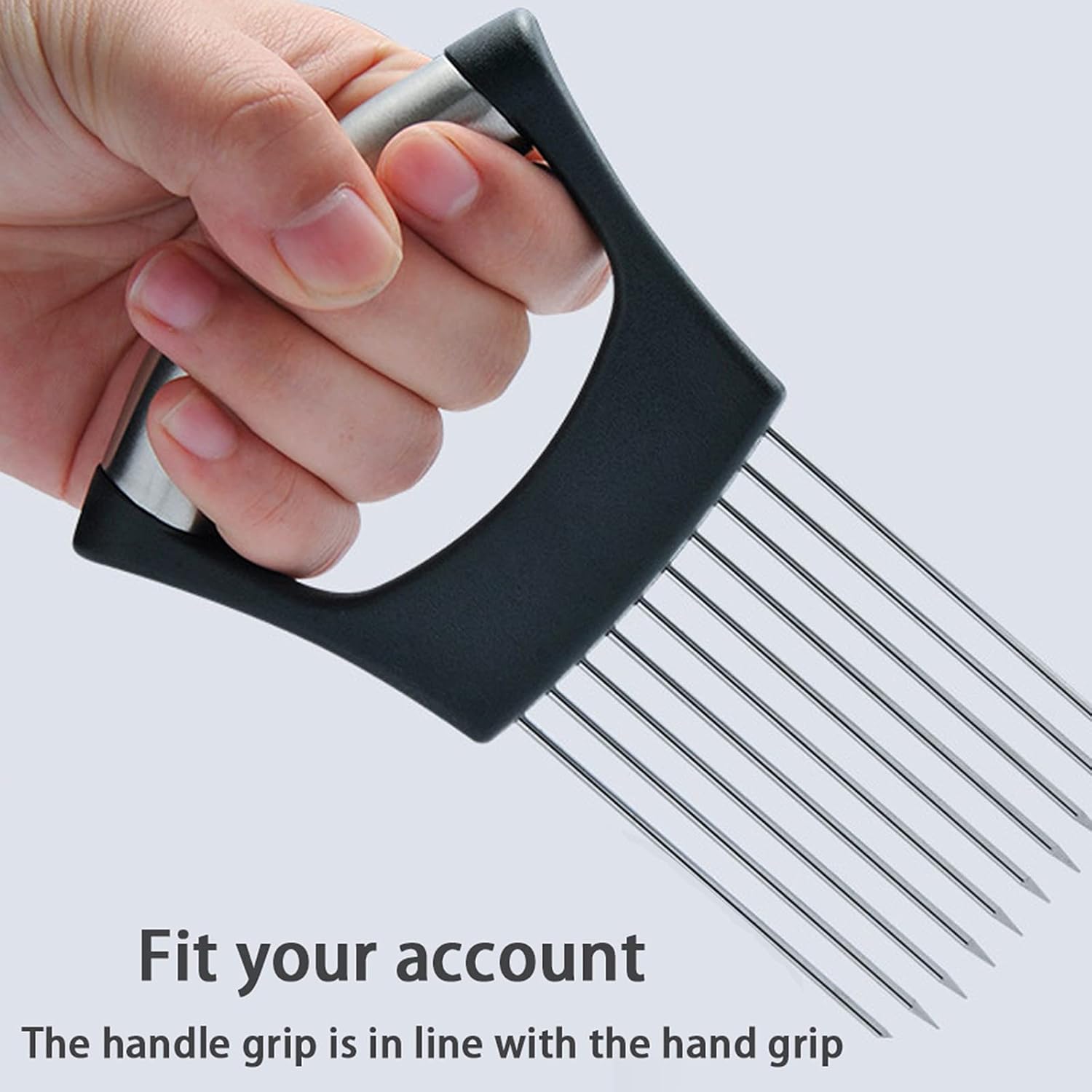 Stainless Steel Onion Holder & Slicer – Food Slice Assistant for Vegetables, Fruits, Meat & More