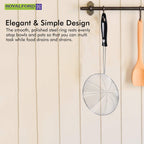 Stainless Steel Skimmer Spoon – 11.5 CM Wire Strainer Ladle with Long Handle for Frying, Noodles, Pasta, Fries, Hot Pot, and Deep-Frying – Durable Stainless Steel Mesh Net Strainer, Dishwasher Safe (Silver)