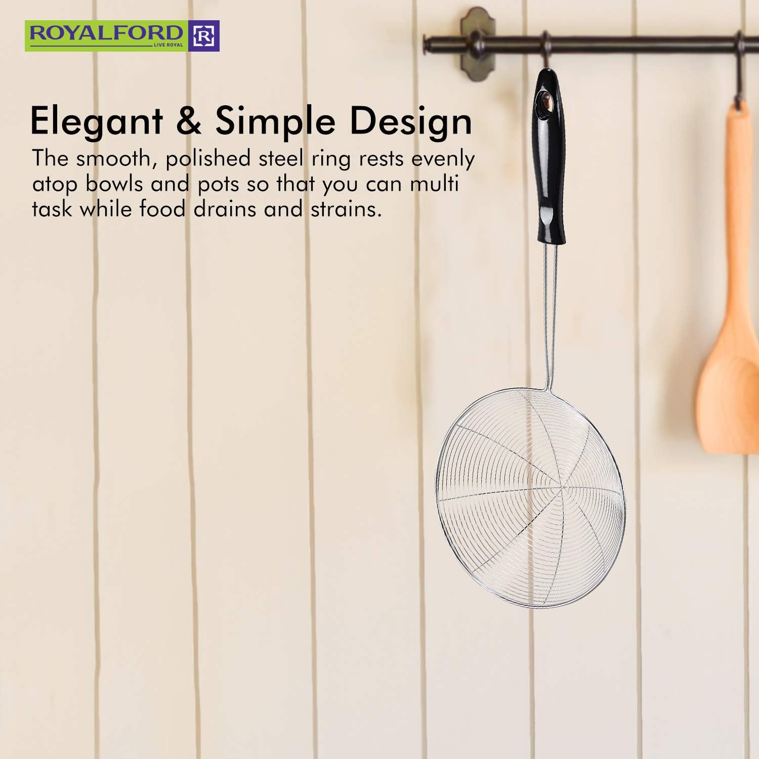 Stainless Steel Skimmer Spoon – 11.5 CM Wire Strainer Ladle with Long Handle for Frying, Noodles, Pasta, Fries, Hot Pot, and Deep-Frying – Durable Stainless Steel Mesh Net Strainer, Dishwasher Safe (Silver)