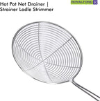 Stainless Steel Skimmer Spoon – 11.5 CM Wire Strainer Ladle with Long Handle for Frying, Noodles, Pasta, Fries, Hot Pot, and Deep-Frying – Durable Stainless Steel Mesh Net Strainer, Dishwasher Safe (Silver)