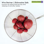 Stainless Steel Skimmer Spoon – 11.5 CM Wire Strainer Ladle with Long Handle for Frying, Noodles, Pasta, Fries, Hot Pot, and Deep-Frying – Durable Stainless Steel Mesh Net Strainer, Dishwasher Safe (Silver)