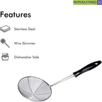 Stainless Steel Skimmer Spoon – 11.5 CM Wire Strainer Ladle with Long Handle for Frying, Noodles, Pasta, Fries, Hot Pot, and Deep-Frying – Durable Stainless Steel Mesh Net Strainer, Dishwasher Safe (Silver)