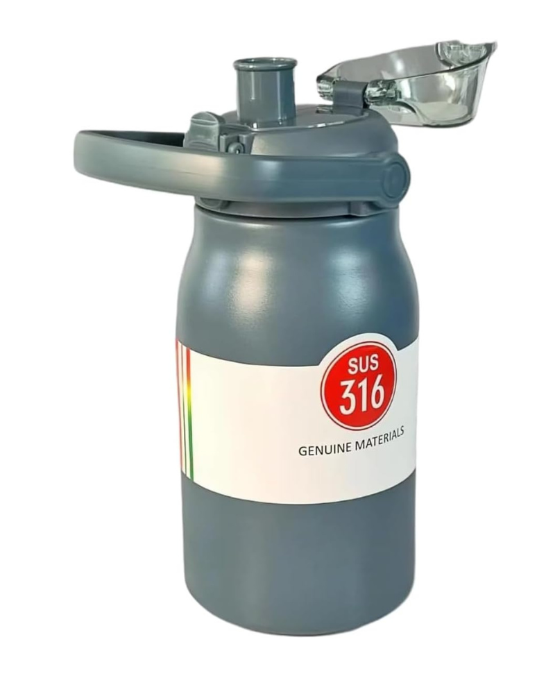 Stainless Steel Water Bottle with Straw – 32 oz Insulated Leakproof Bottle for Sports & Outdoors, Grey Blue