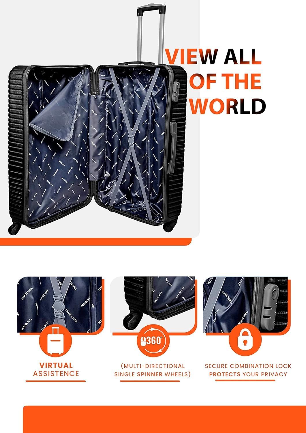 Suitcase Luggage 28 Inches for 30kg - HardSide Luggage for Travel - Lightweight ABS Material with 4 Wheels Spinner (28 Inch (71 cm), Black)