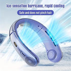 USB Rechargeable Bladeless Neck Fan – Adjustable Speeds, Hands-Free & Quiet – Silver