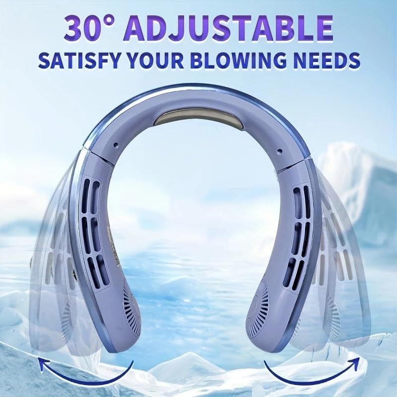 USB Rechargeable Bladeless Neck Fan – Adjustable Speeds, Hands-Free & Quiet – Silver
