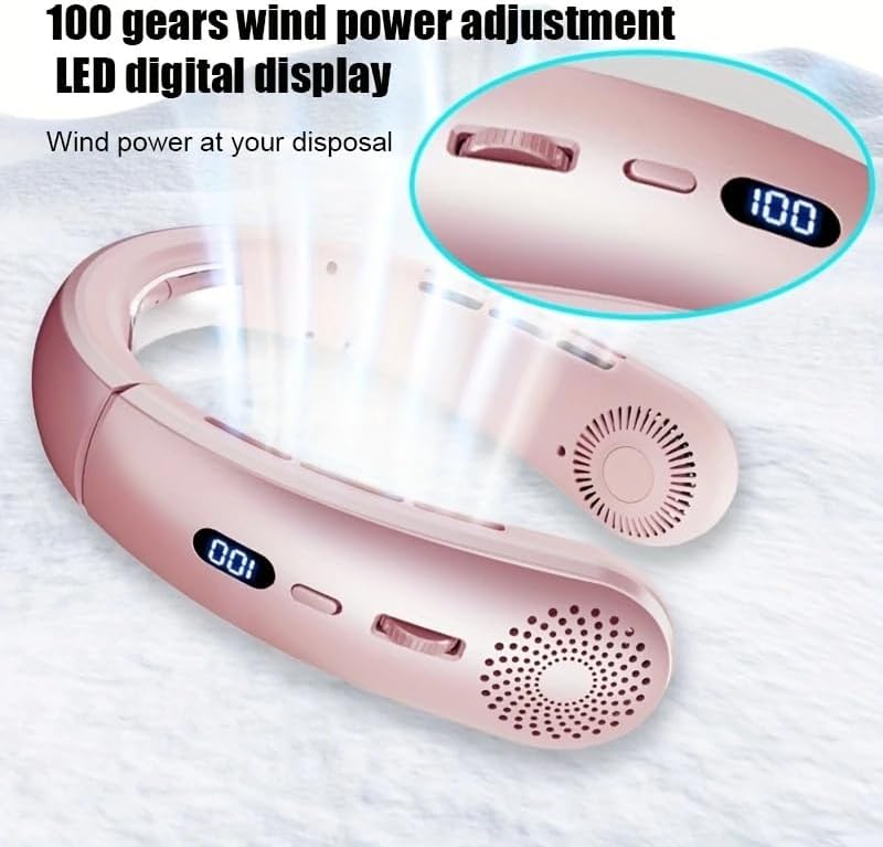 USB Rechargeable Bladeless Neck Fan – Adjustable Speeds, Hands-Free & Quiet – Silver