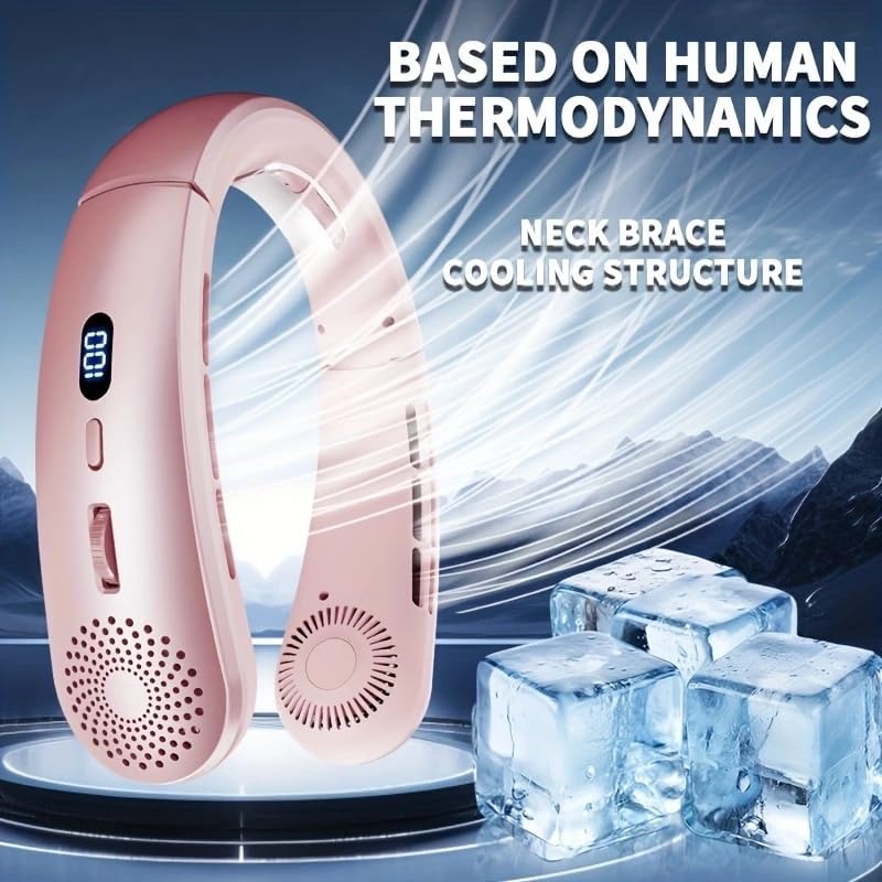 USB Rechargeable Bladeless Neck Fan – Adjustable Speeds, Hands-Free & Quiet – Silver