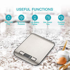 Ultrean Digital Food Scale – High Precision Kitchen Scale for Cooking and Baking, Stainless Steel Surface, Measures in Grams & Ounces, 5 Units with Tare Function, Backlit LCD Display, Auto Shut Off, Batteries Included (Silver)