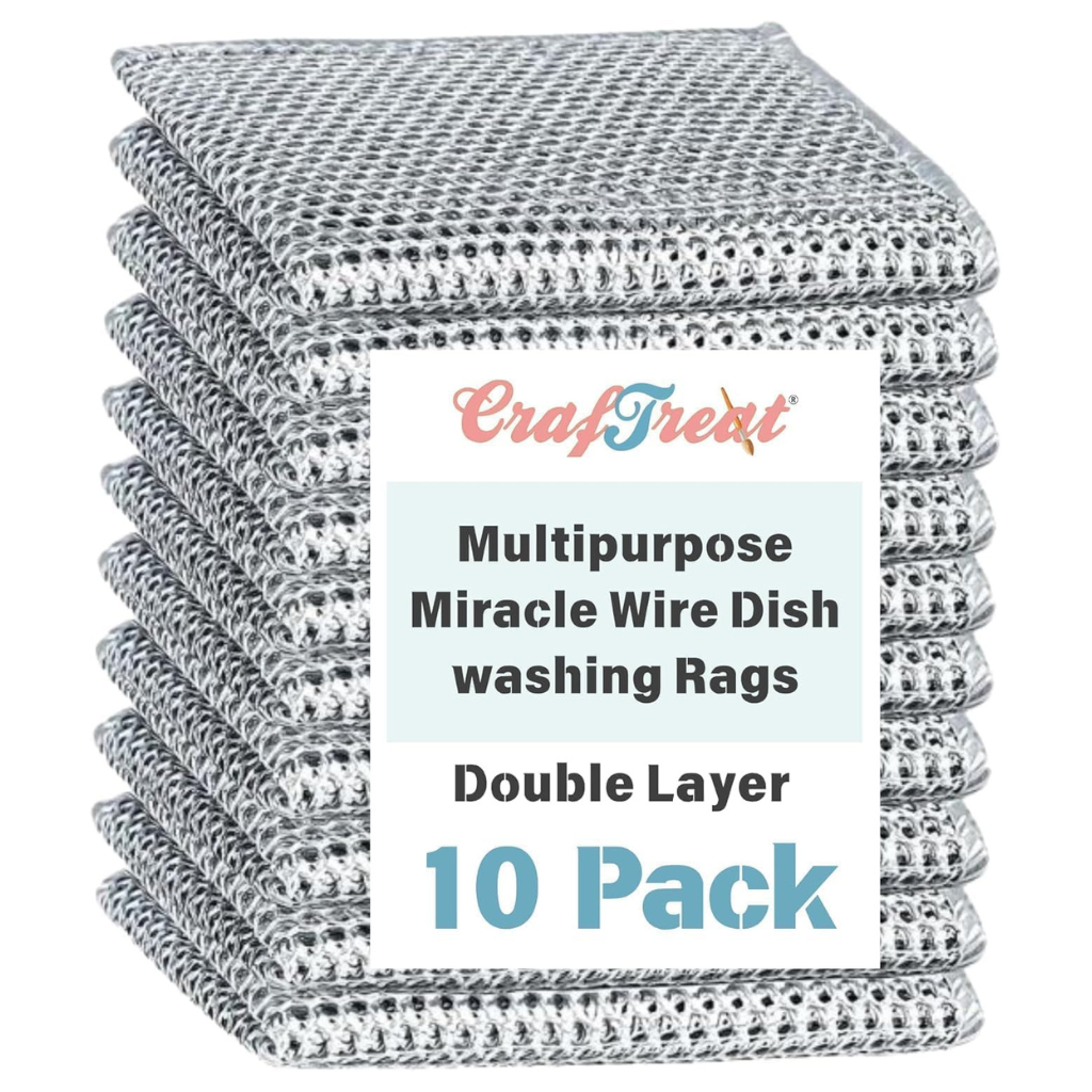 10-Pack Non-Scratch Reusable Dishwashing Rags – Double-Layer Kitchen Cloths