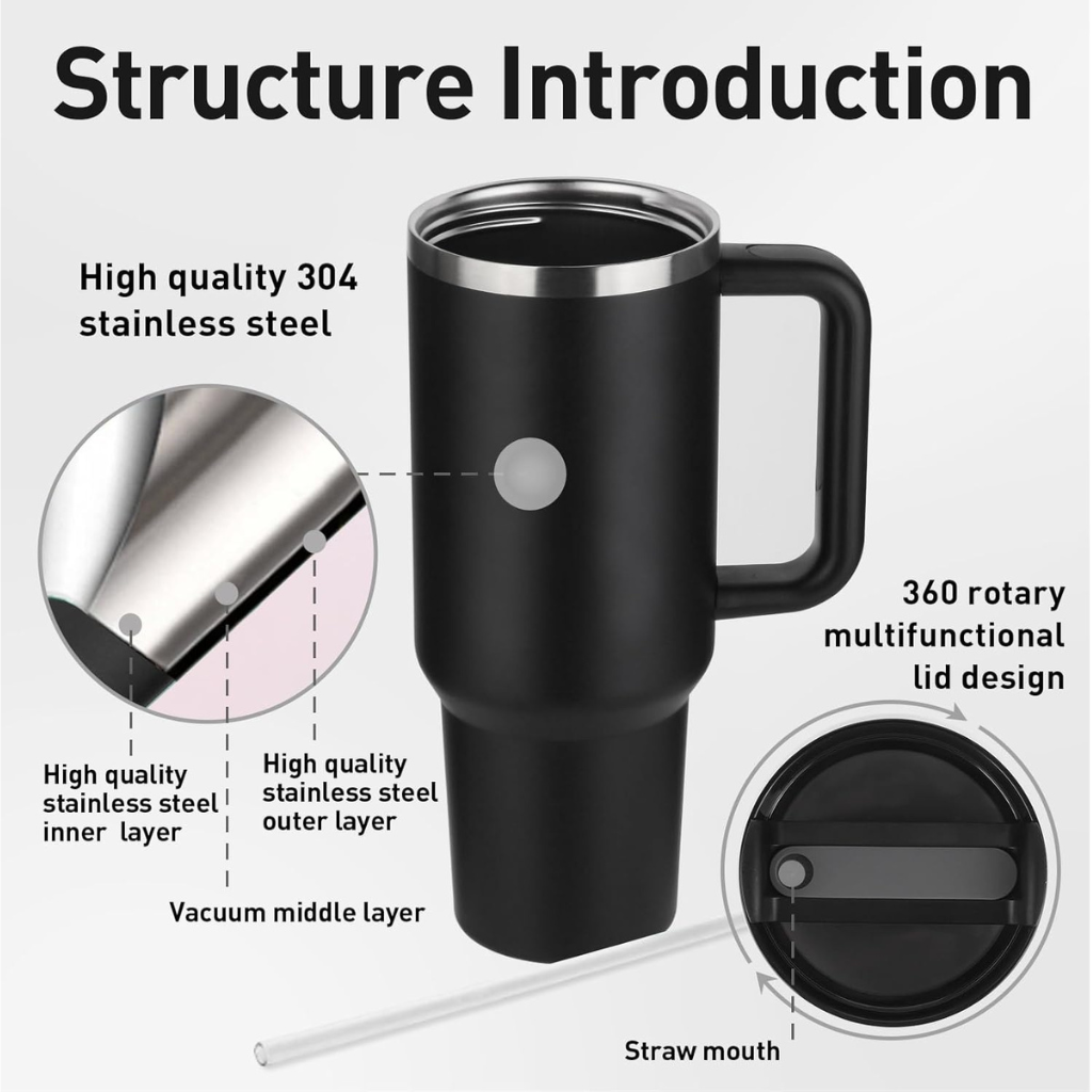 40 oz Insulated Adventure Tumbler with Handle & Straw