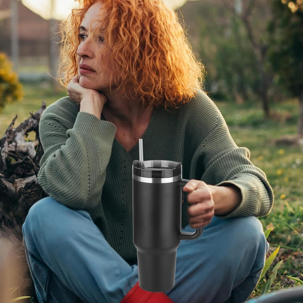40 oz Insulated Adventure Tumbler with Handle & Straw