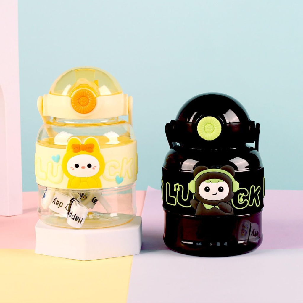 2-Pack Ton Ton Bucket Space Bottles – Cute Portable Plastic Drink Cups for Kids